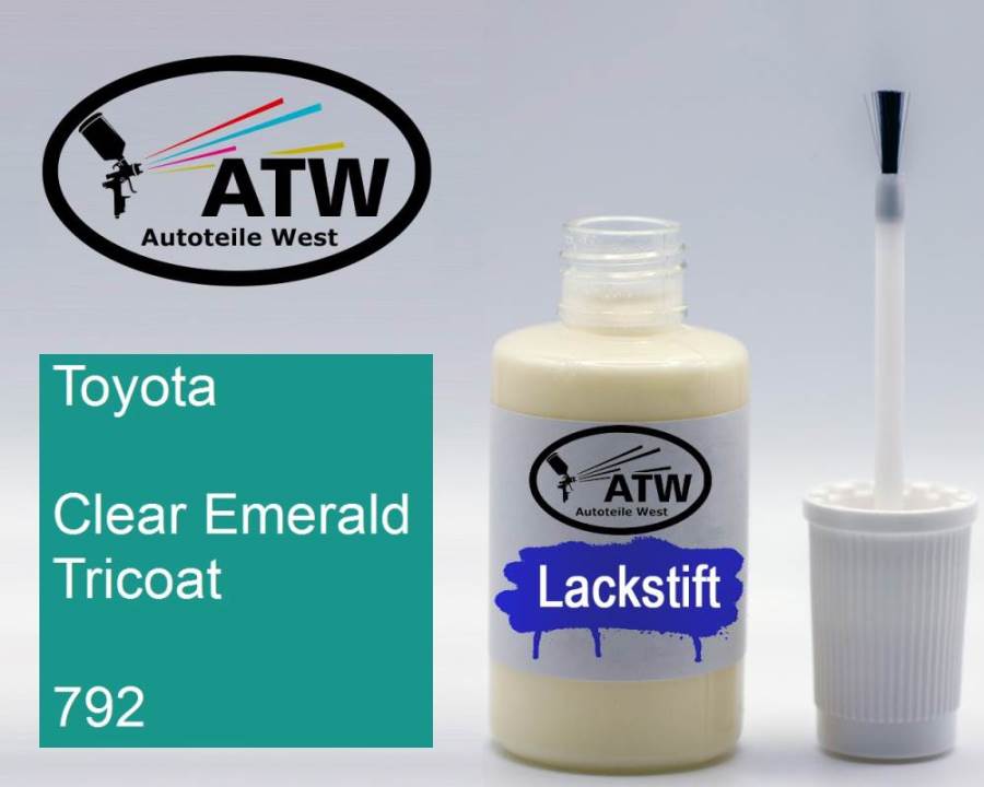 Toyota, Clear Emerald Tricoat, 792: 20ml Lackstift, von ATW Autoteile West.